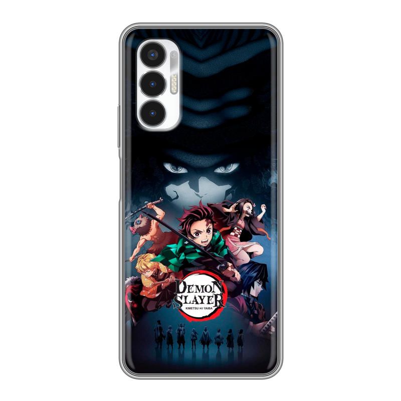 Силиконовый противоударный чехол на Tecno Pova 3 с принтом Demon Slayer Клинок рассекающий демонов Силиконовый противоударный чехол на Tecno Pova 3 с принтом Demon Slayer Клинок рассекающий демонов