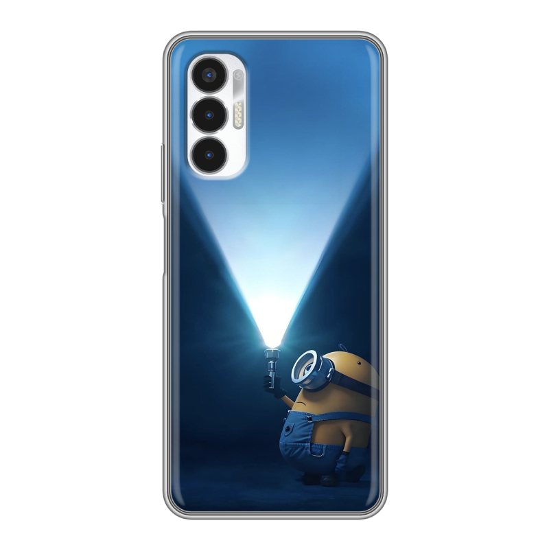 Силиконовый противоударный чехол на Tecno Pova 3 с принтом Миньоны Силиконовый противоударный чехол на Tecno Pova 3 с принтом Миньоны