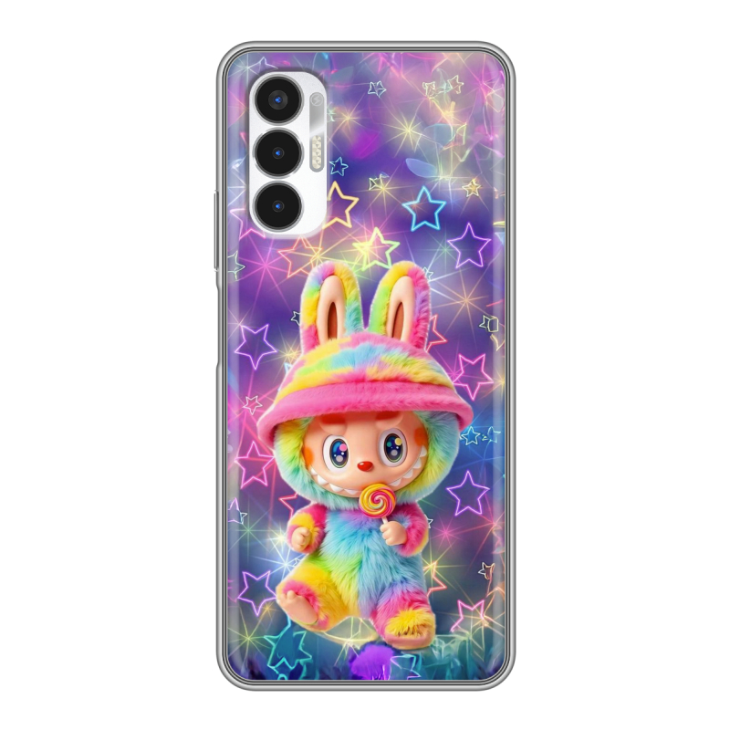 Силиконовый противоударный чехол на Tecno Pova 3 с принтом Labubu Лабубу Силиконовый противоударный чехол на Tecno Pova 3 с принтом Labubu Лабубу