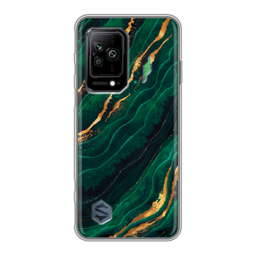 Силиконовый противоударный чехол на Xiaomi Black Shark 5 с принтом Мрамор зеленое золото Силиконовый противоударный чехол на Xiaomi Black Shark 5 с принтом Мрамор зеленое золото