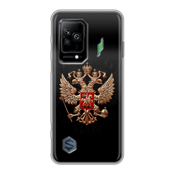 Силиконовый противоударный чехол на Xiaomi Black Shark 5 с принтом Герб России Силиконовый противоударный чехол на Xiaomi Black Shark 5 с принтом Герб России