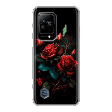 Силиконовый противоударный чехол на Xiaomi Black Shark 5 с принтом Розы красные Силиконовый противоударный чехол на Xiaomi Black Shark 5 с принтом Розы красные