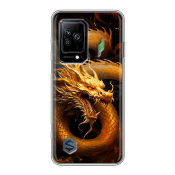 Силиконовый противоударный чехол на Xiaomi Black Shark 5 с принтом Золотой дракон Силиконовый противоударный чехол на Xiaomi Black Shark 5 с принтом Золотой дракон