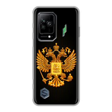 Силиконовый противоударный чехол на Xiaomi Black Shark 5 с принтом Герб России желтый Силиконовый противоударный чехол на Xiaomi Black Shark 5 с принтом Герб России желтый