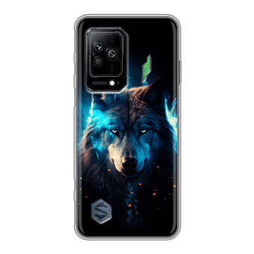 Силиконовый противоударный чехол на Xiaomi Black Shark 5 с принтом Волк ночной