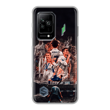 Силиконовый противоударный чехол на Xiaomi Black Shark 5 с принтом Реал Роналдо Real Ronaldo