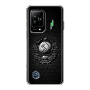 Силиконовый противоударный чехол на Xiaomi Black Shark 5 с принтом Герб Флаг СССР