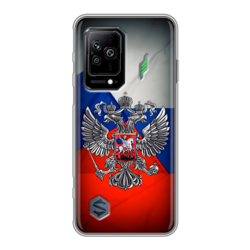 Силиконовый противоударный чехол на Xiaomi Black Shark 5 с принтом Флаг России Силиконовый противоударный чехол на Xiaomi Black Shark 5 с принтом Флаг России