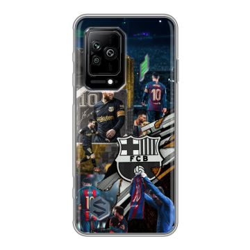 Силиконовый противоударный чехол на Xiaomi Black Shark 5 с принтом Messi Barcelona Силиконовый противоударный чехол на Xiaomi Black Shark 5 с принтом Messi Barcelona