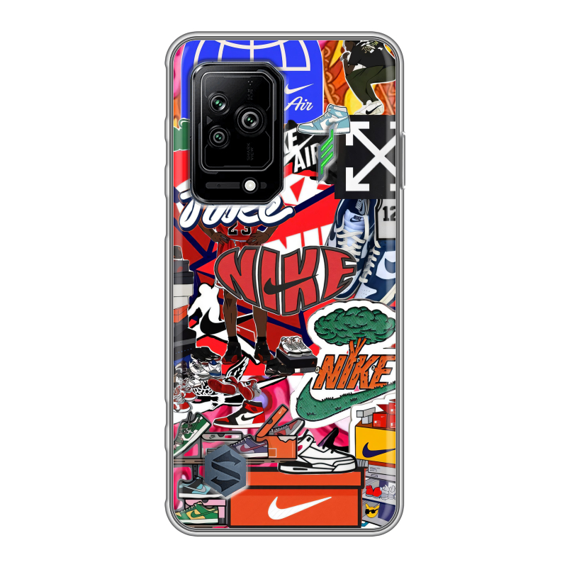 Силиконовый противоударный чехол на Xiaomi Black Shark 5 с принтом Найк Nike яркий Силиконовый противоударный чехол на Xiaomi Black Shark 5 с принтом Найк Nike яркий