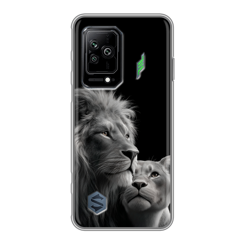 Силиконовый противоударный чехол на Xiaomi Black Shark 5 с принтом Лев кошки Силиконовый противоударный чехол на Xiaomi Black Shark 5 с принтом Лев кошки