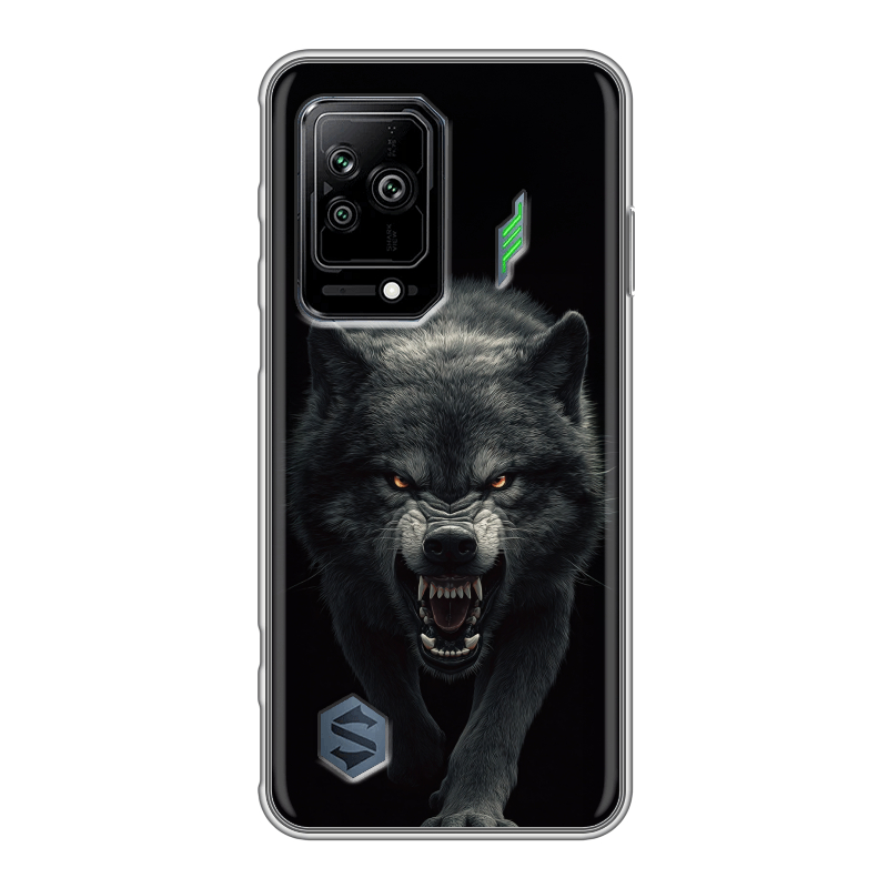Силиконовый противоударный чехол на Xiaomi Black Shark 5 с принтом Волк Силиконовый противоударный чехол на Xiaomi Black Shark 5 с принтом Волк