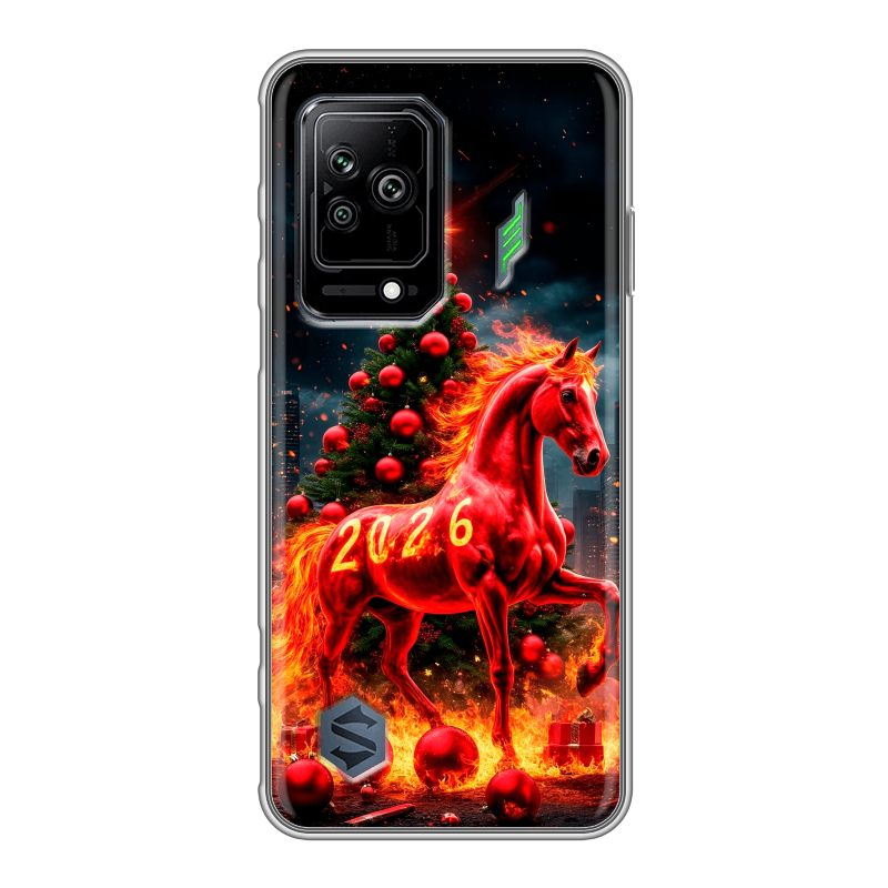 Силиконовый противоударный чехол на Xiaomi Black Shark 5 с принтом Новый год Силиконовый противоударный чехол на Xiaomi Black Shark 5 с принтом Новый год