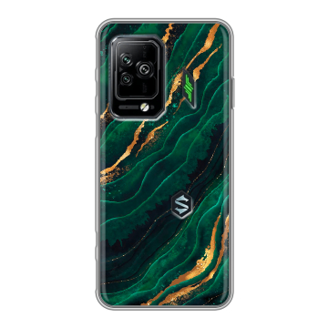 Силиконовый чехол на Xiaomi Black Shark 5 Pro с принтом Мрамор зеленое золото Силиконовый чехол на Xiaomi Black Shark 5 Pro с принтом Мрамор зеленое золото
