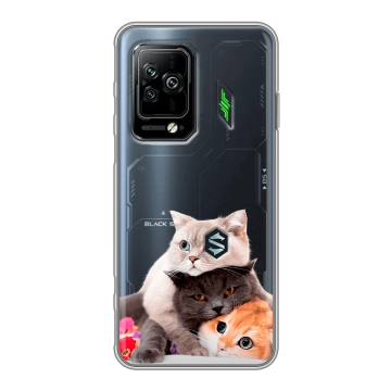 Силиконовый чехол на Xiaomi Black Shark 5 Pro с принтом Кошки Силиконовый чехол на Xiaomi Black Shark 5 Pro с принтом Кошки
