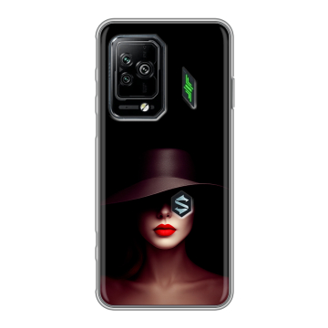 Силиконовый чехол на Xiaomi Black Shark 5 Pro с принтом Девушка в шляпе Силиконовый чехол на Xiaomi Black Shark 5 Pro с принтом Девушка в шляпе