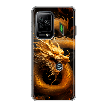 Силиконовый чехол на Xiaomi Black Shark 5 Pro с принтом Золотой дракон Силиконовый чехол на Xiaomi Black Shark 5 Pro с принтом Золотой дракон