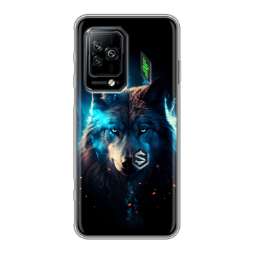 Силиконовый чехол на Xiaomi Black Shark 5 Pro с принтом Волк ночной Силиконовый чехол на Xiaomi Black Shark 5 Pro с принтом Волк ночной
