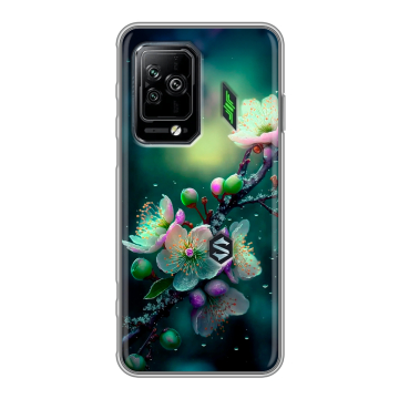 Силиконовый чехол на Xiaomi Black Shark 5 Pro с принтом Цветы и мрамор Силиконовый чехол на Xiaomi Black Shark 5 Pro с принтом Цветы и мрамор