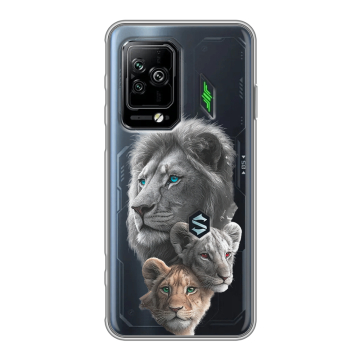 Силиконовый чехол на Xiaomi Black Shark 5 Pro с принтом Львы Силиконовый чехол на Xiaomi Black Shark 5 Pro с принтом Львы