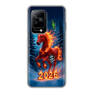Силиконовый чехол на Xiaomi Black Shark 5 Pro с принтом Новый год коня Силиконовый чехол на Xiaomi Black Shark 5 Pro с принтом Новый год коня