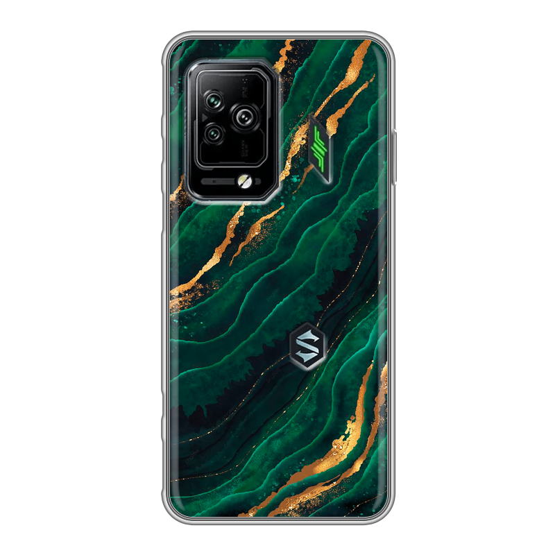 Силиконовый противоударный чехол на Xiaomi Black Shark 5 Pro с принтом Мрамор зеленое золото Силиконовый противоударный чехол на Xiaomi Black Shark 5 Pro с принтом Мрамор зеленое золото
