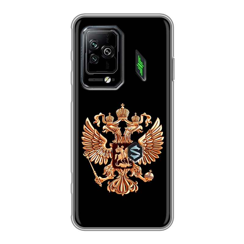 Силиконовый чехол на Xiaomi Black Shark 5 Pro с принтом Герб России золотой Силиконовый чехол на Xiaomi Black Shark 5 Pro с принтом Герб России золотой