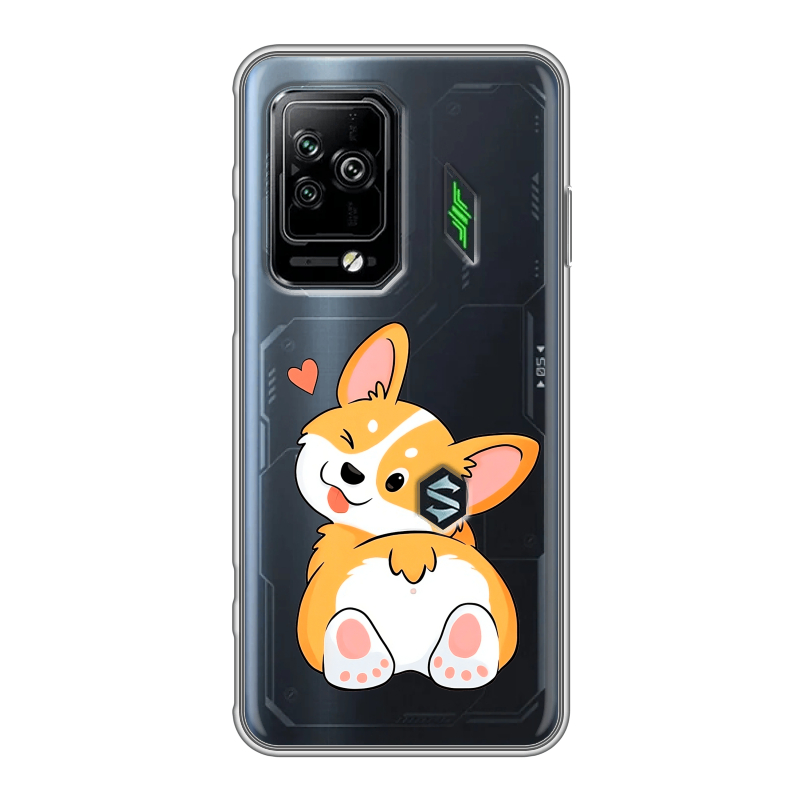 Силиконовый противоударный чехол на Xiaomi Black Shark 5 Pro с принтом Корги Силиконовый противоударный чехол на Xiaomi Black Shark 5 Pro с принтом Корги