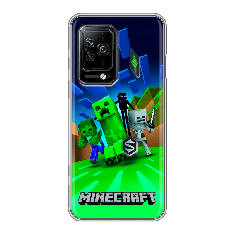Силиконовый чехол на Xiaomi Black Shark 5 Pro с принтом Майнкрафт Силиконовый чехол на Xiaomi Black Shark 5 Pro с принтом Майнкрафт