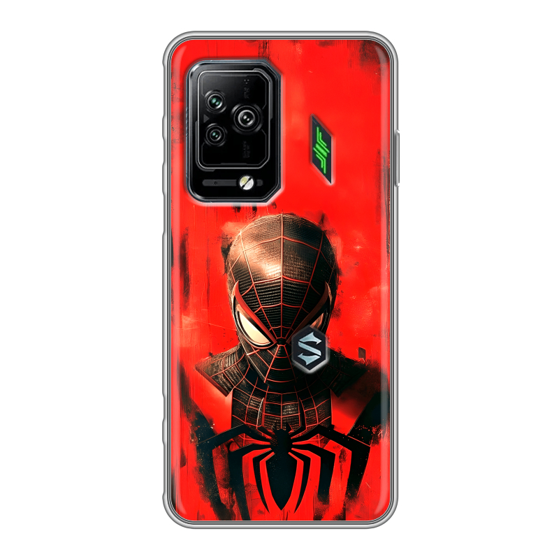 Силиконовый чехол на Xiaomi Black Shark 5 Pro с принтом человек паук spiderman Силиконовый чехол на Xiaomi Black Shark 5 Pro с принтом человек паук spiderman