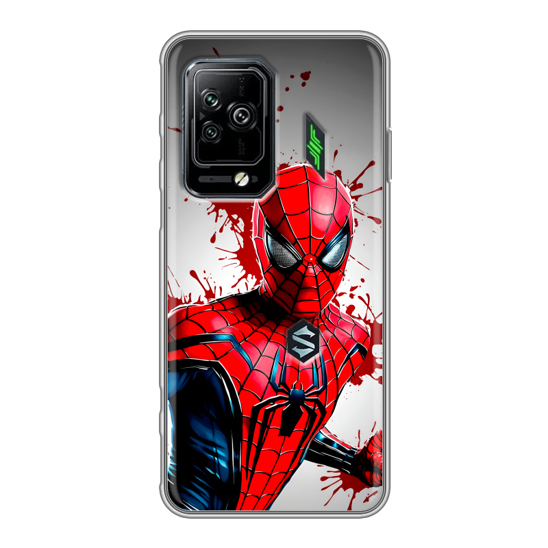 Силиконовый противоударный чехол на Xiaomi Black Shark 5 Pro с принтом Spiderman Человек паук Силиконовый противоударный чехол на Xiaomi Black Shark 5 Pro с принтом Spiderman Человек паук