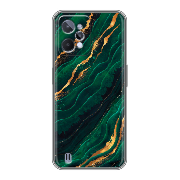 Силиконовый чехол на Realme C31 с принтом Мрамор зеленое золото Силиконовый чехол на Realme C31 с принтом Мрамор зеленое золото