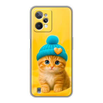 Силиконовый чехол на Realme C31 с принтом Котенок в шапке