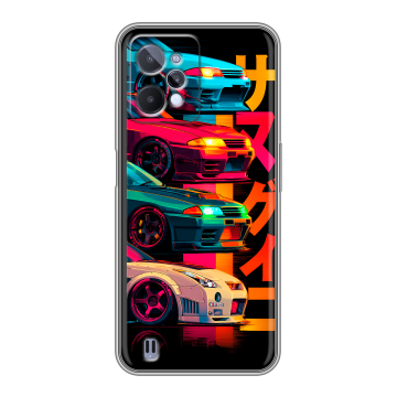 Силиконовый чехол на Realme C31 с принтом Гоночные машины