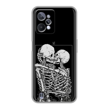 Силиконовый чехол на Realme C31 с принтом Поцелуй скелетов