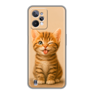 Силиконовый чехол на Realme C31 с принтом котенок