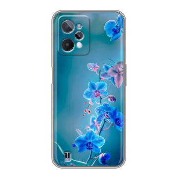 Силиконовый чехол на Realme C31 с принтом Голубые цветы