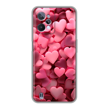Силиконовый чехол на Realme C31 с принтом розовые сердечки
