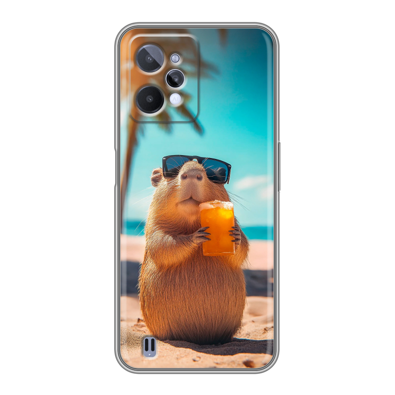 Силиконовый противоударный чехол на Realme C31 с принтом Капибара Силиконовый противоударный чехол на Realme C31 с принтом Капибара