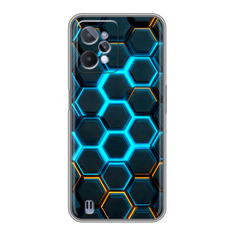 Силиконовый чехол на Realme C31 с принтом Неоновые соты Силиконовый чехол на Realme C31 с принтом Неоновые соты