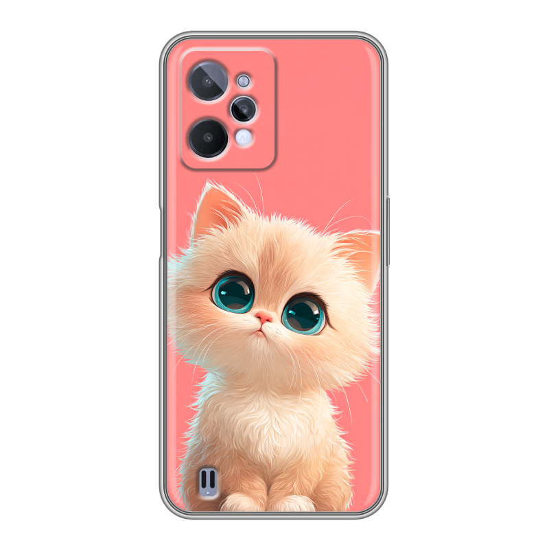 Силиконовый чехол на Realme C31 с принтом Розовый котенок Силиконовый чехол на Realme C31 с принтом Розовый котенок