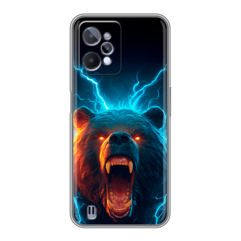 Силиконовый противоударный чехол на Realme C31 с принтом Медведь Силиконовый противоударный чехол на Realme C31 с принтом Медведь