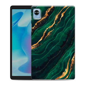 Силиконовый чехол на планшета Realme Pad Mini с принтом Мрамор зеленое золото