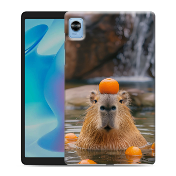 Силиконовый чехол на Realme Pad Mini с принтом Капибара с апельсином