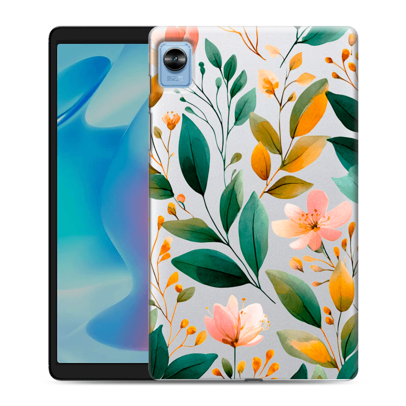Силиконовый противоударный чехол на Realme Pad Mini с принтом Цветы паттерн Силиконовый противоударный чехол на Realme Pad Mini с принтом Цветы паттерн