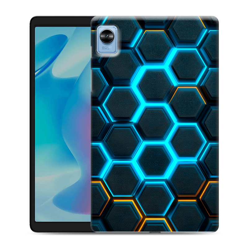 Силиконовый противоударный чехол на Realme Pad Mini с принтом Неоновые соты Силиконовый противоударный чехол на Realme Pad Mini с принтом Неоновые соты