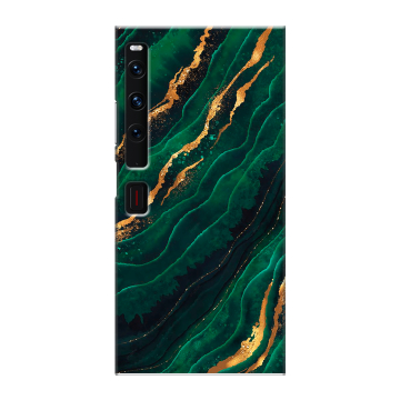 Пластиковый чехол на Huawei Mate Xs 2 с принтом Мрамор зеленое золото