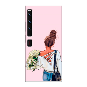 Пластиковый чехол на Huawei Mate Xs 2 с принтом Девушка и букет
