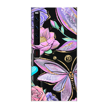 Пластиковый чехол на Huawei Mate Xs 2 с принтом Бабочки и цветы