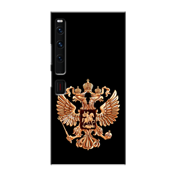 Пластиковый чехол на Huawei Mate Xs 2 с принтом Герб России золотой